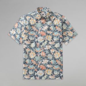 Hawaiiskjorte med mønster av eksotisk fisk