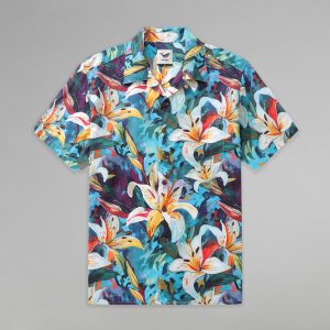 Hawaiiskjorte med mønsrer av liljer