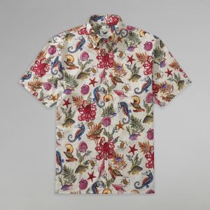 Hawaiiskjorte med mønster av marint liv.
