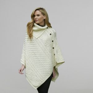 Poncho i merinoull - Natural