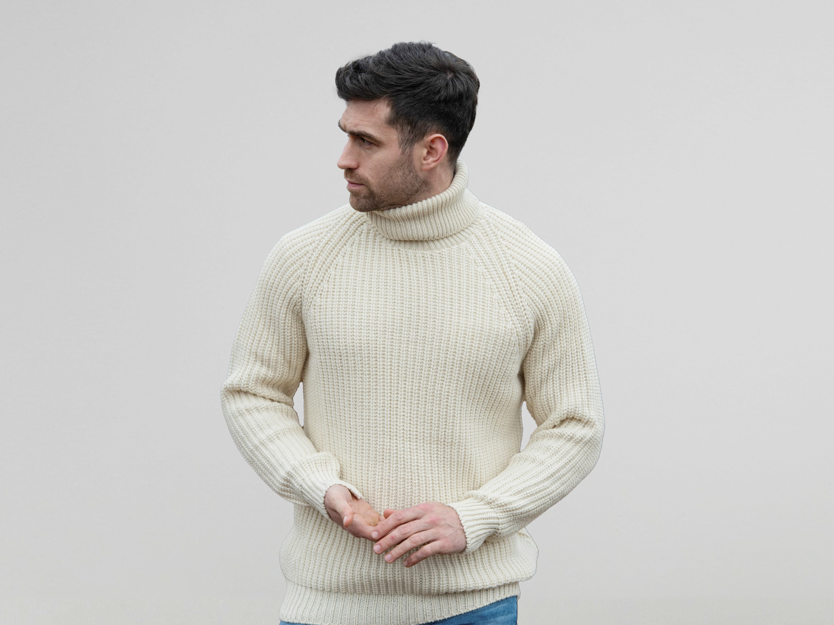 Submariner rib roll neck - Natural
